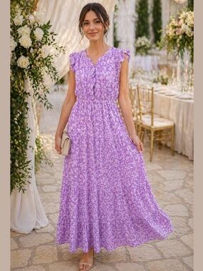 TALBOTS Viscose Tiered Midi Dress Elasticized Waist Button to Waist Lined NWT 16